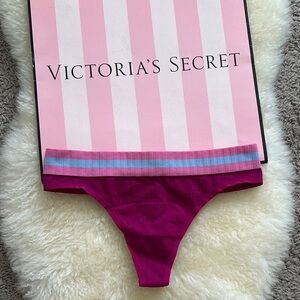 NWT Victoria's Secret Fuchsia Panties with Blue Striped Waistband